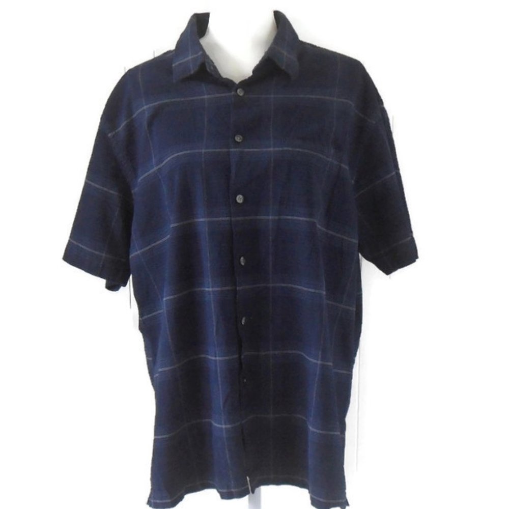 Van Heusen Blue & White Plaid Shirt Neck 17. - Picture 4 of 8